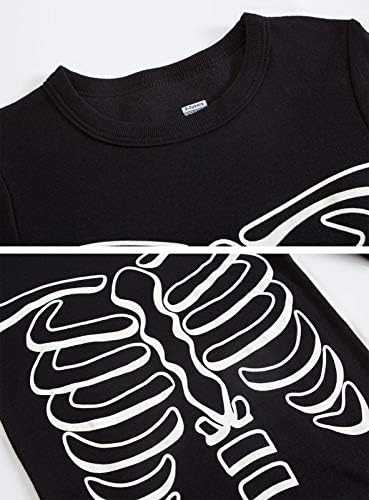 Boys Halloween Pyjamas Glow In The Dark Skeleton Bones Costumes For Girls Cotton Nightwear Toddler Clothes Sleepwear Unisex Kids 2 Piece Outfit Pjs Sets 1-12 Years