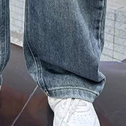 Boys Jeans UK Elasticated Waist Loose Denim Pants With Pockets For Boy Teenager Boys Cargo Trousers Y2k Vintage Baggy Jeans Denim Pants For Kids School Daily Casual StraightJeans