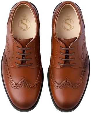 Boys’ Patent Derby Dress Shoes Wingtip Brogue Lace-Up Wedding Prom Formal Footwear
