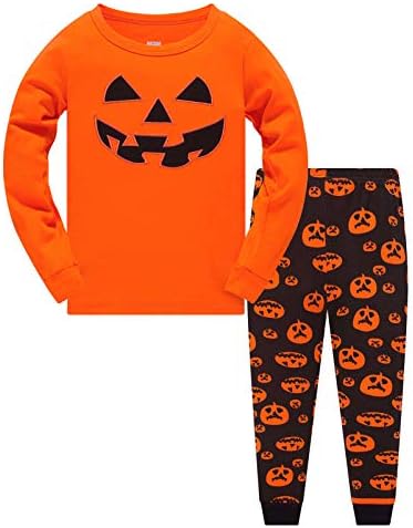 Boys Pyjamas Halloween Costumes for Kids Nightwear Cotton Toddler Clothes Girls Fun Sleepwear Unisex Pumpkin Lantern Long Sleeve 2 Piece PJs Sets 1-12 Years