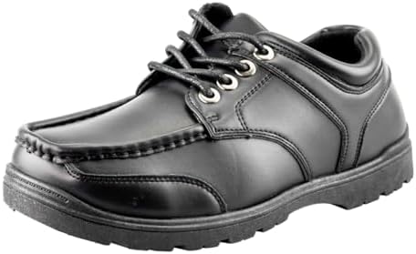 Boys School Shoes Faux Leather Lace-Up Black Casual Walking Shoes