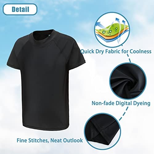 Boys Short Sleeve Swimsuit Kids Rash Guard Child Quick Dry Swim Shirts Boys Rash Vest Age 4-16