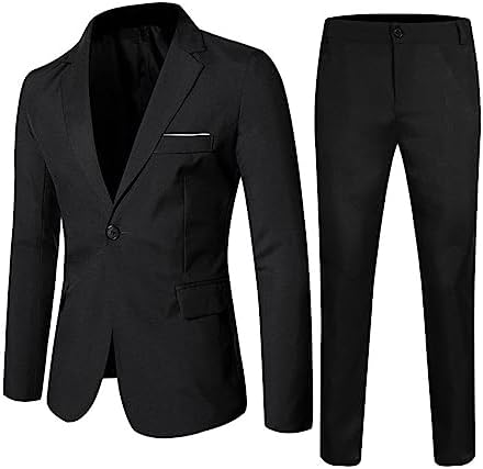 Boys' Slim Fit 2-Piece Suit Set Ring Bearer & Graduation Tuxedo Blazers Formal Outfit Prom Suits Button Down Blazer & Trousers Boys Suits 12M-18Y UK Size