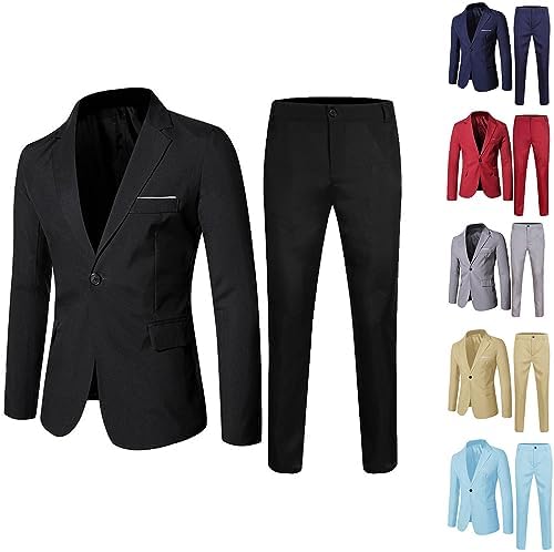 Boys' Slim Fit 2-Piece Suit Set Ring Bearer & Graduation Tuxedo Blazers Formal Outfit Prom Suits Button Down Blazer & Trousers Boys Suits 12M-18Y UK Size