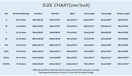 Boys' Suits 3 Piece Formal Outfit PromSuits Button DownBlazer Boys Wedding Suits 10-19 Years Teens Regular Fit Wedding Party And Wear Jacket Vest Trousers Coat