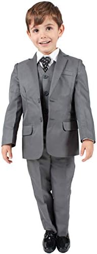 Boys Suits Boys Grey Suit 5 Piece Wedding Party Formal Outfit Pageboy (0-3M - 14Yrs)