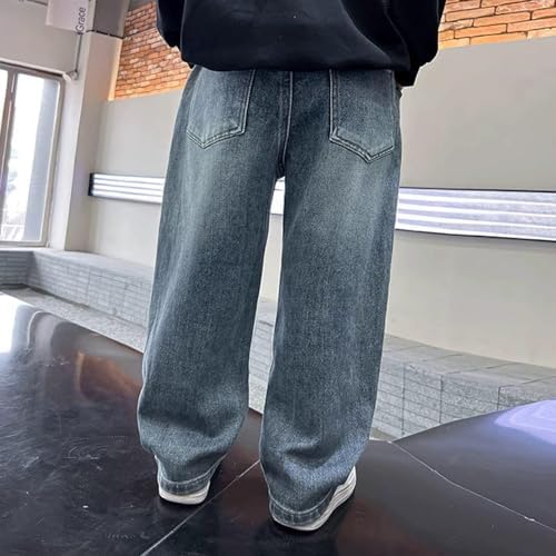 Boys Teenagers Y2K Jeans Stylish Vintage Cargo Trousers Traight Wide Leg Streetwear Denim Trousers Stretchy Loose Fit Casual Comfortable Streetwear Baggy Jean Elastic High Waist Jeans With Pockets
