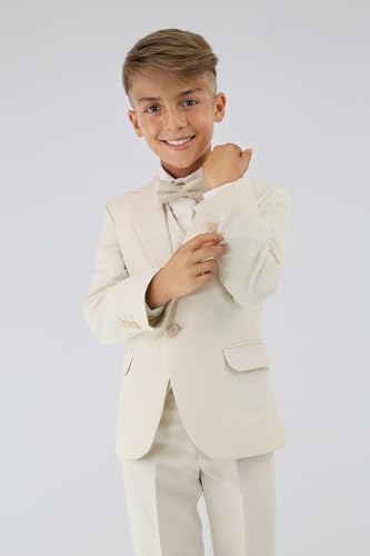 Boys Textured 8-Piece Formal Suit - Slim Fit Set For Pageboy Wedding Communion Ages 1-16