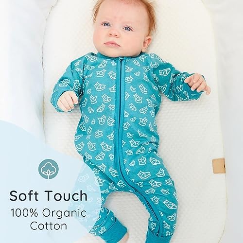 Bramble & Bear 2-Pack Toddler & Baby Sleepsuits For Boys & Girls Organic Cotton Super Soft Baby Sleepwear Full Zip Sleepsuits With Easy Accessibility Stretch Fit And Footless