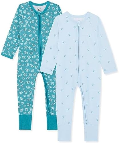 Bramble & Bear 2-Pack Toddler & Baby Sleepsuits for Boys & Girls Organic Cotton Super Soft Baby Sleepwear Full Zip Sleepsuits with Easy Accessibility Stretch Fit and Footless