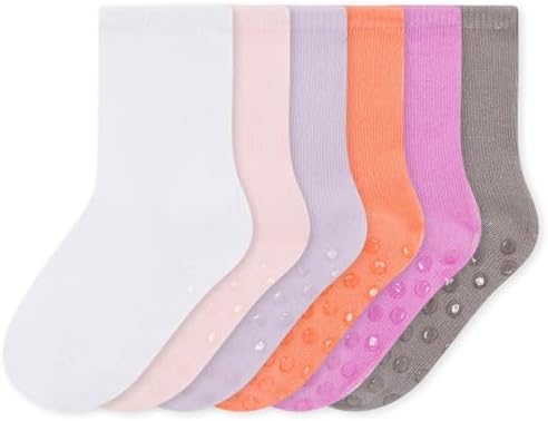 Bramble & Bear 6/12 Pack Unisex Baby Grip Socks - Non-Slip Baby Socks with Soft Cotton Construction - Assorted Blues & Pinks for Ages 0-5 Years - Comfortable Flexible Breathable