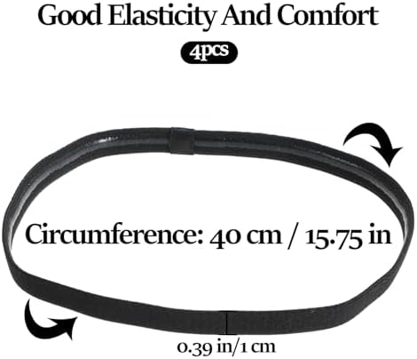 Bremorou 4 Pcs Headbands For Women & Men Non Slip Sports Headbands Thick Football Hair Bands Stretchy Skinny Athletic Hair Bands For Basketball Soccer Tennis Yoga