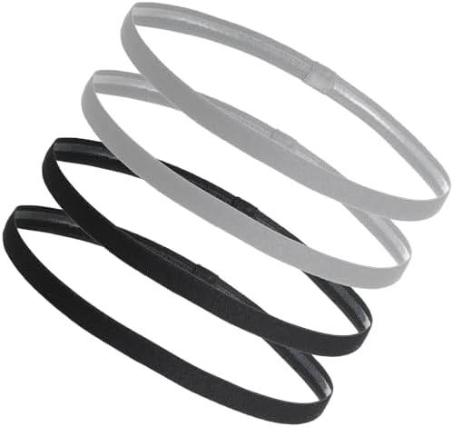 Bremorou 4 Pcs Headbands For Women & Men Non Slip Sports Headbands Thick Football Hair Bands Stretchy Skinny Athletic Hair Bands For Basketball Soccer Tennis Yoga