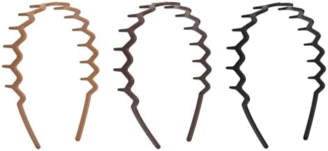 Brushworks Neutral Zig Zag Headbands – 3 Pack Stylish Wavy Hair Bands For Women & Girls Comfortable Non-Slip Everyday Hair Accessories