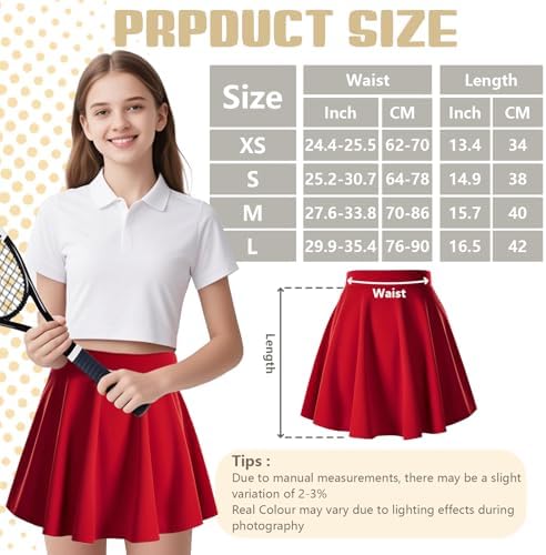 Bryndo Girls High Waisted Stretch Flippy Skater Skirt With Built-in Safety Shorts Flared Pleated School Skirt Casual Dance Gym Skirt
