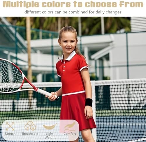 Bryndo Girls High Waisted Stretch Flippy Skater Skirt With Built-in Safety Shorts Flared Pleated School Skirt Casual Dance Gym Skirt