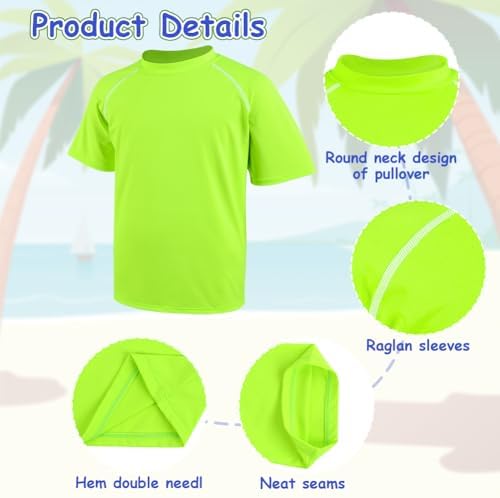 BSBUY Kids Boys Swim Tops Boy's Girl's Short Sleeve Rash Vest UPF50+ Sun Swimming Tops Quick Dry Swim Shirts Rash Guard Swimwear UV Sun Shirt Swimming Top For Water Sports Surfing Sports Running