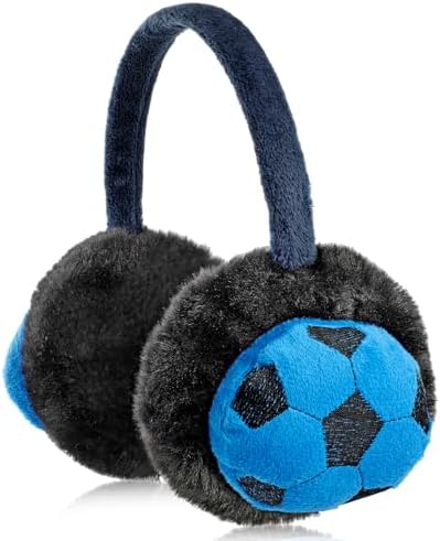 BTHRORO Boys Ear Muffs Cute Football Earmuffs Fluffy Ear Cover for Winter Outdoor Warm Ear Warmers Skiing Accessories Gifts for Kids
