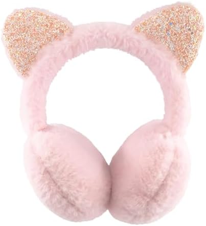 BTHRORO Kids Ear Muffs for winter Cute Cat Earmuffs Plush Warm Ear Muffs Winter Accessories for Women Girls Outdoor Ear Covers