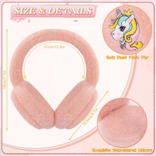 BTHRORO Unicorn Winter Ear Muffs Gloves Set For Girls Cute Cartoon Winter Earmuffs Plush Mitten For Kids Warmer Outdoor Accessories