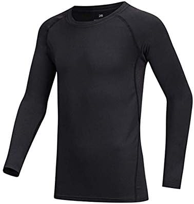 BUYKUD Kids' Girls Boys Long Sleeve Athletic Base Layer Compression Underwear Shirt & Tights Set Unisex