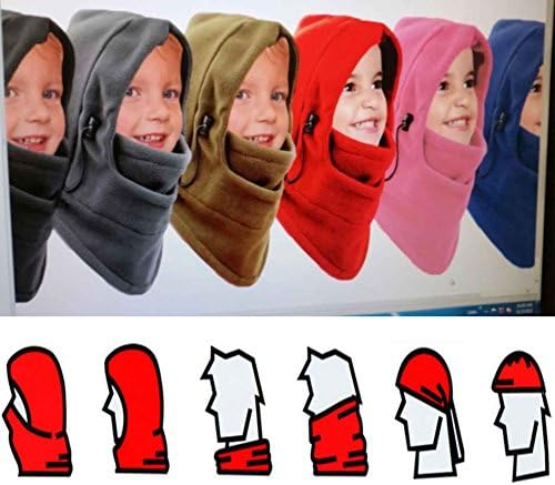 BXT Kids Multifunction Thermal Fleece Balaclava Snood Cycling Hiking Full Face Warmer Skiing Snow Snowboarding Neck Warmer Outdoor Wind Stopper Neckerchief Sports Hat Headwear