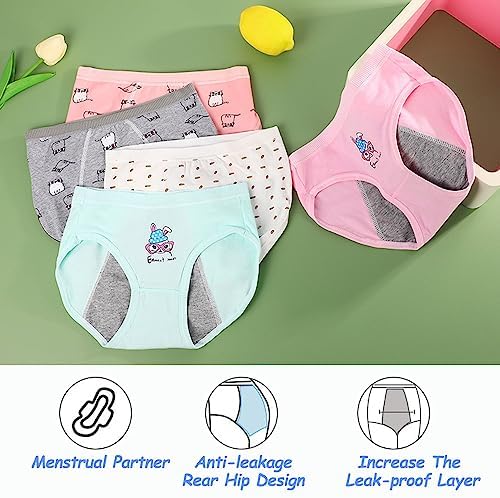 Bysion Teen Girls Cotton Menstrual Period Panties Soft Leak-proof Knickers Underwear For 8-18 Years Pack Of 5