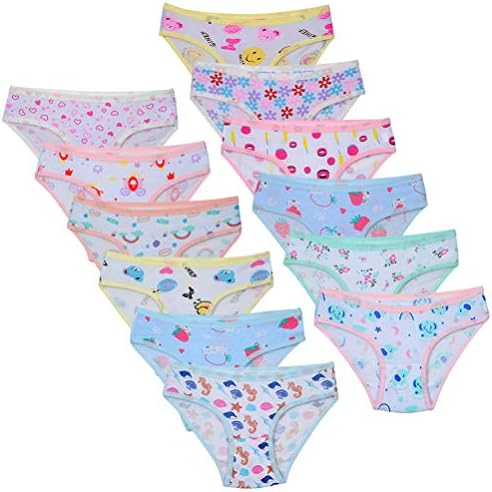 Calosy Toddler Girls' Cotton Panties Baby Soft Assorted Briefs Underwear (12-Pack Bundle)