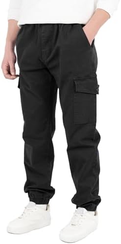 CAMLAKEE Kids Boys Elasticated Waist Slim Fit Cargo Joggers