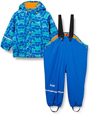CareTec Boy's Rain Suit-Pu W. Fleece Raincoat and Kids Waterproof Trousers