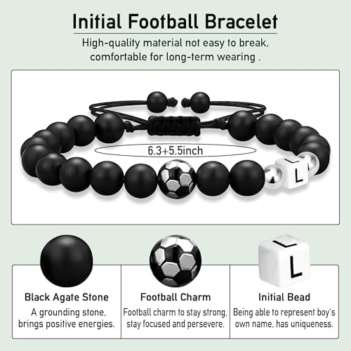Casxyue Football Gifts For Boys Football Initial Bracelet For Teenage Boys Football Lovers Gifts Boys Jewellery Birthday Christmas Gifts For Boys