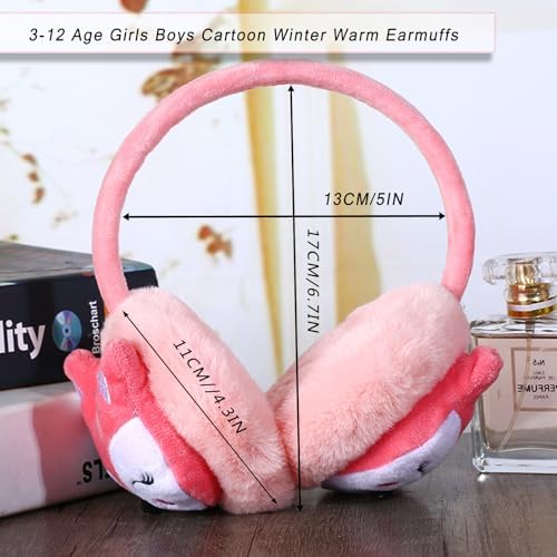 Ccomage Kids Cute Fox Furry Winter Earmuffs 3-12 Age Girls Boys Cartoon Winter Warm Earmuffs Soft Faux Fur Kids Ear Flaps Ears Protector Windproof Headband Christmas Birthday Gifts For Child
