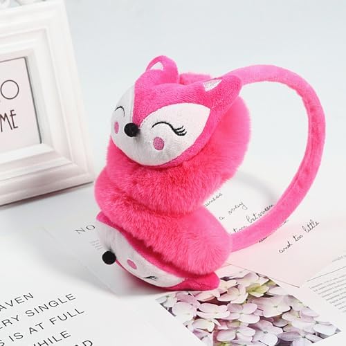 Ccomage Kids Cute Fox Furry Winter Earmuffs 3-12 Age Girls Boys Cartoon Winter Warm Earmuffs Soft Faux Fur Kids Ear Flaps Ears Protector Windproof Headband Christmas Birthday Gifts For Child