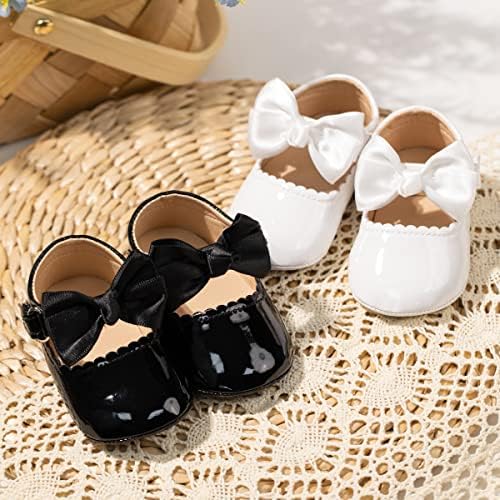 CENCIRILY Baby Girl Mary Jane Shoes Anti-Slip First Walking Bowknot Soft Sole Princess Wedding Dress Flats For 0-18 Month