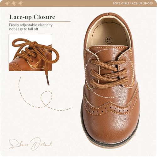 CENCIRILY Toddler Boys Girls Oxford Shoes Lace-Up Non-Slip Texture Sole Loafer Flats Little Kid Classic School Uniform Shoe