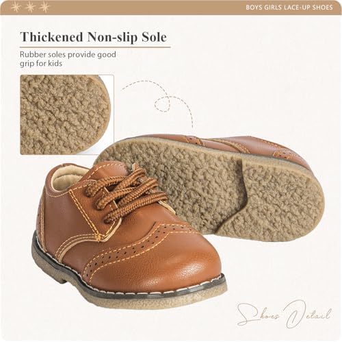 CENCIRILY Toddler Boys Girls Oxford Shoes Lace-Up Non-Slip Texture Sole Loafer Flats Little Kid Classic School Uniform Shoe