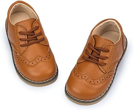 CENCIRILY Toddler Boys Girls Oxford Shoes Lace-Up Non-Slip Texture Sole Loafer Flats Little Kid Classic School Uniform Shoe