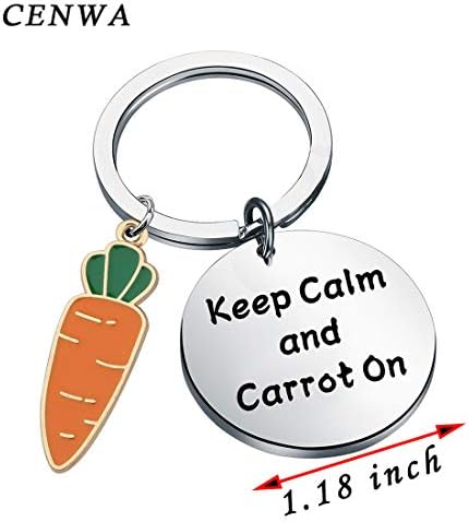 CENWA Carrot Pendant Jewelry Keep Calm And Carrot On Keychain Vegan Jewelry Vegetarian Gift Carrot Lover Gift