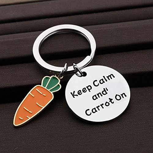 CENWA Carrot Pendant Jewelry Keep Calm And Carrot On Keychain Vegan Jewelry Vegetarian Gift Carrot Lover Gift