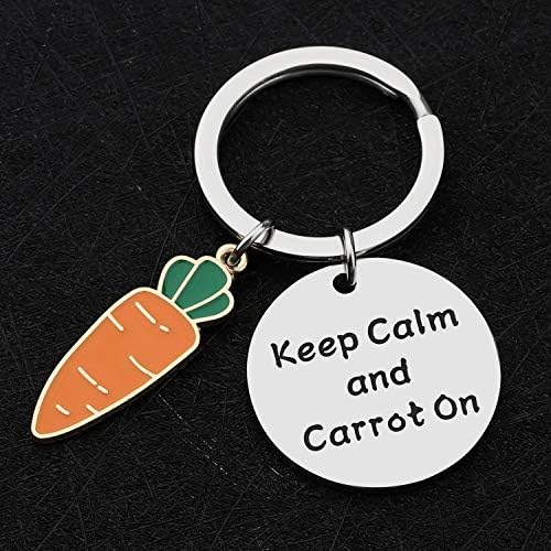 CENWA Carrot Pendant Jewelry Keep Calm And Carrot On Keychain Vegan Jewelry Vegetarian Gift Carrot Lover Gift