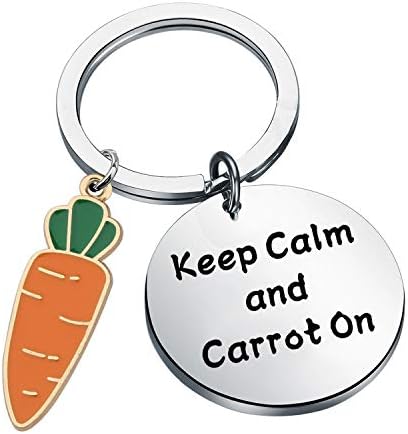 CENWA Carrot Pendant Jewelry Keep Calm and Carrot On Keychain Vegan Jewelry Vegetarian Gift Carrot Lover Gift