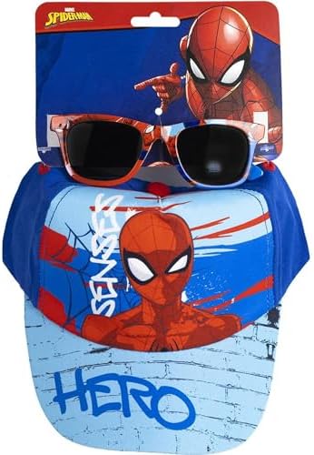 CERDÁ LIFE'S LITTLE MOMENTS Spider-Man Children's Cap with Sunglasses Set - UV Protection Hat and Glasses in Spider-Man Design Multi-Coloured One Size