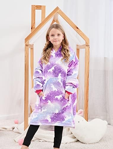 Ceruwum Unicorn Hoodies For Girls Unicorn Hooded Sweatshirt Oversized Hoodie Blanket For Kids