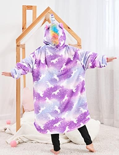 Ceruwum Unicorn Hoodies For Girls Unicorn Hooded Sweatshirt Oversized Hoodie Blanket For Kids
