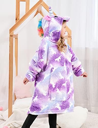Ceruwum Unicorn Hoodies For Girls Unicorn Hooded Sweatshirt Oversized Hoodie Blanket For Kids