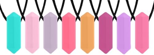 Chew Necklaces for Sensory Kids - 8 Pack Chewy Necklaces for Sensory Kids Teething Necklace Chew Toys for Kids or Adults That Like Biting - Silicone Sensory Chew Necklaces - Teething Necklace
