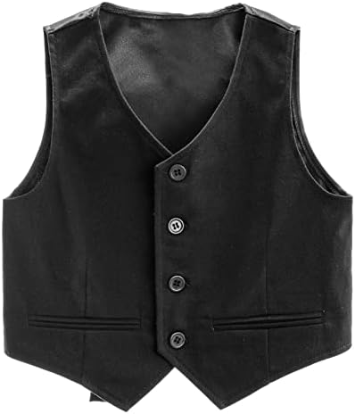 CHICTRY Kids Boys 4 Buttons Single Breasted Formal Suit Vest Wedding Pageant Party Waistcoat