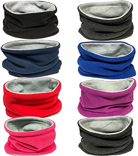 Childrens Kids Boys Girls Warm Winter Reversible Soft Fleece Snood Neckwarmer Scarf