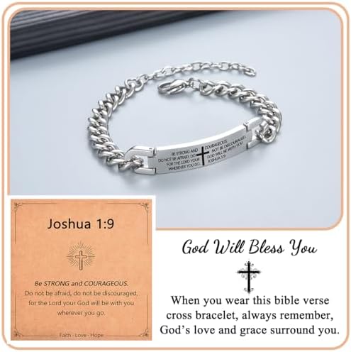 Christening Gifts For Boys Bible Verse Cross Bracelet For Men Birthday Easter Religious Presents For Teenage Boys Christmas Stocking Fillers