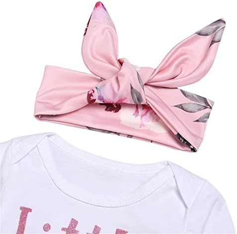 ChYoung Baby Girl Clothes Set Newborn Outfit Little Sister Romper Top And Rose Printed Pant And Headband 3 Pieces
